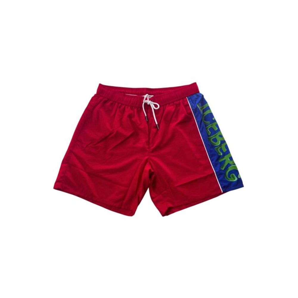 Iceberg Swim Trunks Side Stripe Men Red Swimwear